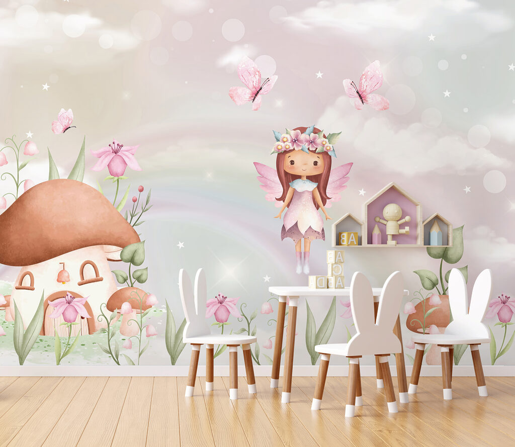 A cartoon fairy flying in the sky A cartoon fairy flying in the sky