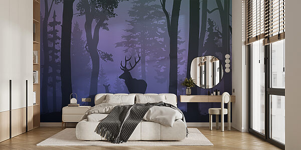 A couple of deer in a forest A couple of deer in a forest