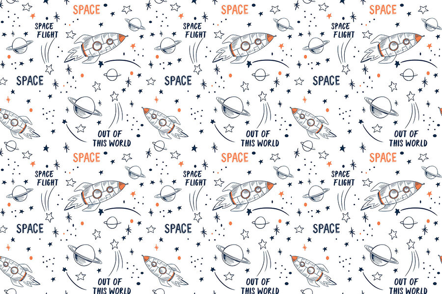 A pattern of rockets and stars