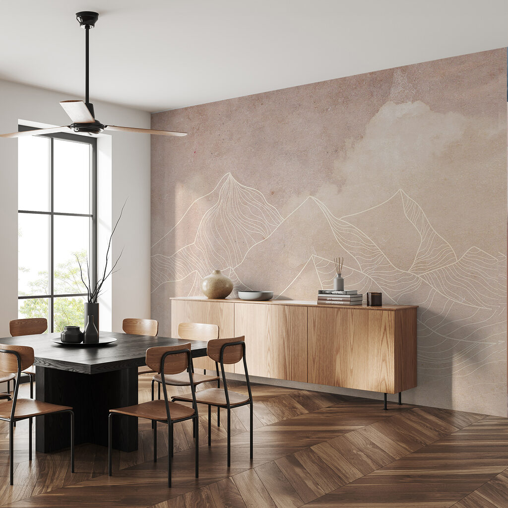 A drawing of mountains and clouds A drawing of mountains and clouds