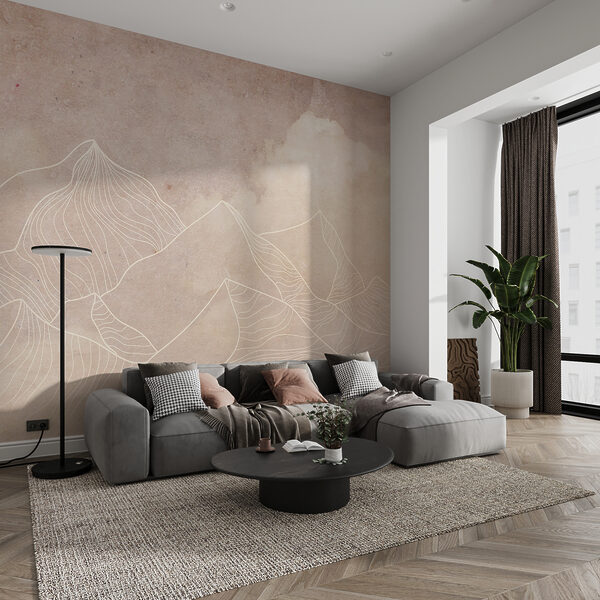 A drawing of mountains and clouds A drawing of mountains and clouds