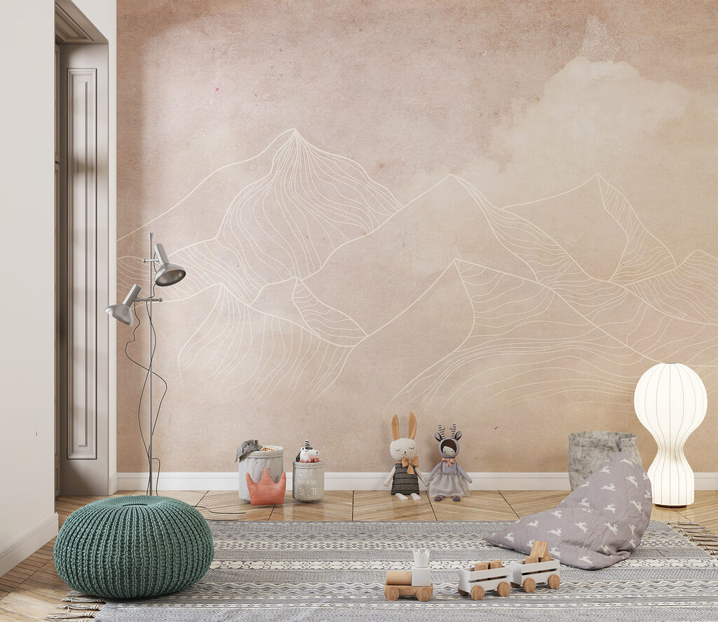 A drawing of mountains and clouds A drawing of mountains and clouds