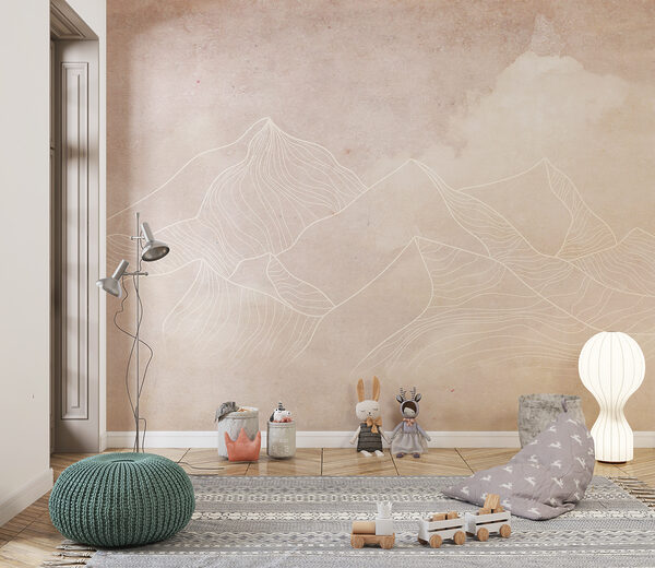 A drawing of mountains and clouds A drawing of mountains and clouds