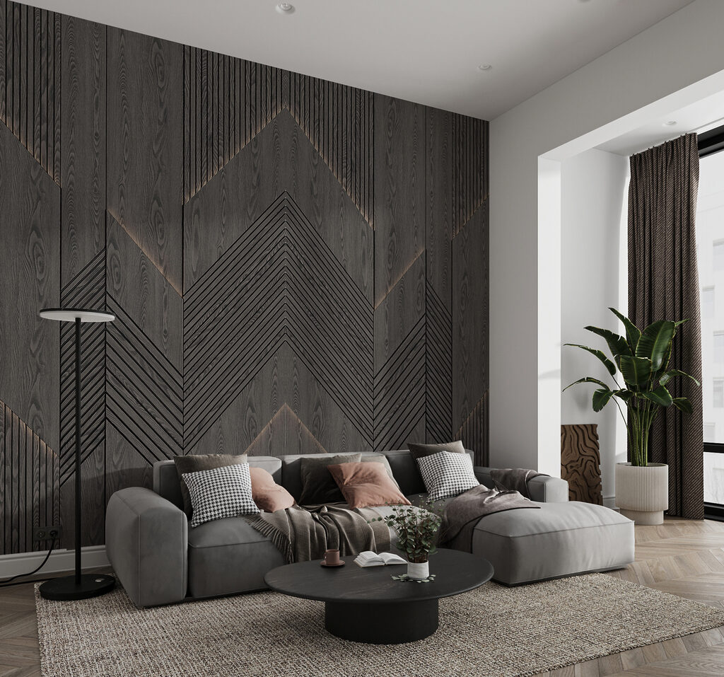Geometric patterns in dark wood
