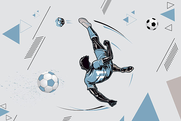 A football player kicking a ball