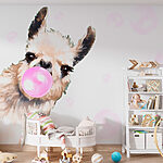 Wall murals A llama blowing a bubble