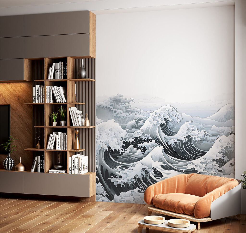 Waves in the ocean with waves