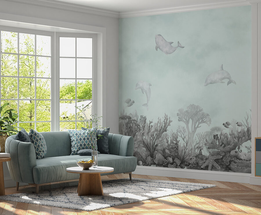 Wall murals A group of dolphins swimming in the ocean - Image 3