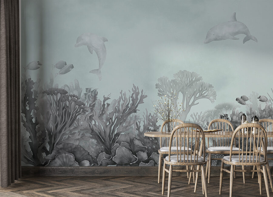 Wall murals A group of dolphins swimming in the ocean - Image 4