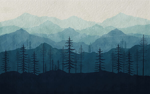 A landscape of mountains and trees A landscape of mountains and trees