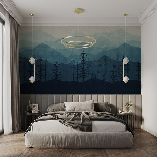 A landscape of mountains and trees A landscape of mountains and trees