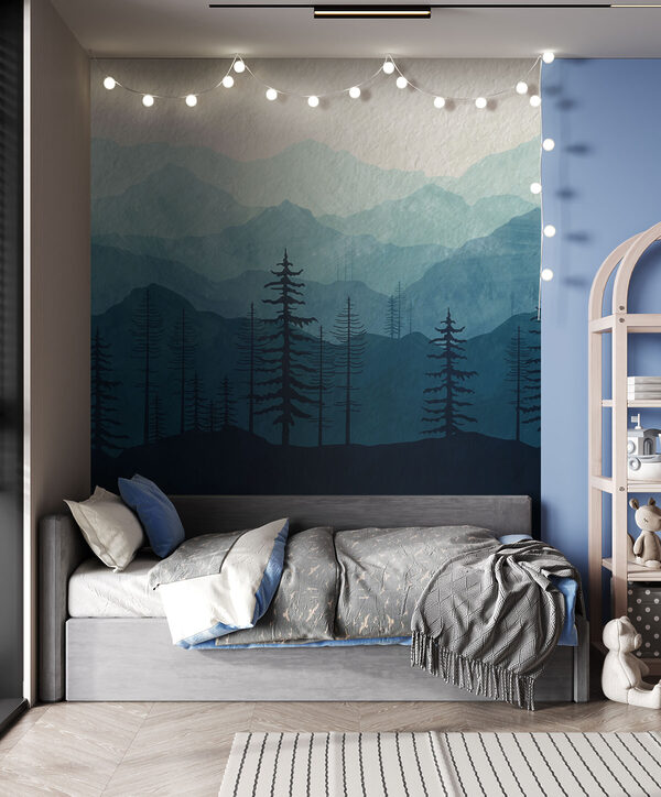 A landscape of mountains and trees A landscape of mountains and trees