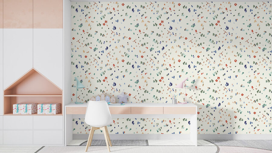 A small colorful spots on a white background
