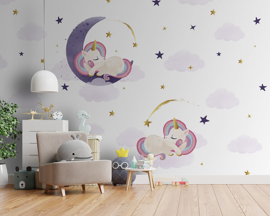 A unicorns sleeping on the moon A unicorns sleeping on the moon
