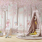 Wall murals A wallpaper with a group of unicorns and fairies