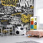 Wall murals A black and yellow graffiti