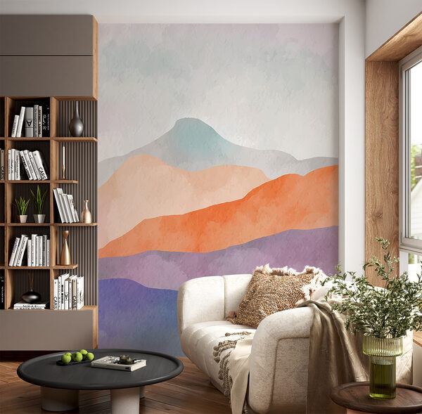 A watercolor painting of mountains A watercolor painting of mountains