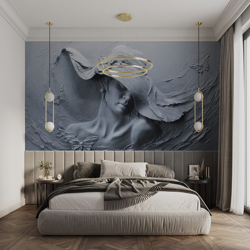 A sculpture of a woman in a hat