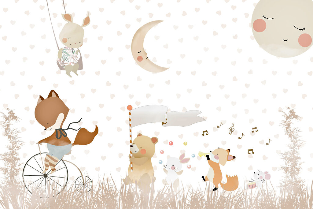 A wallpaper with animals and moon A wallpaper with animals and moon