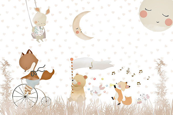 A wallpaper with animals and moon A wallpaper with animals and moon