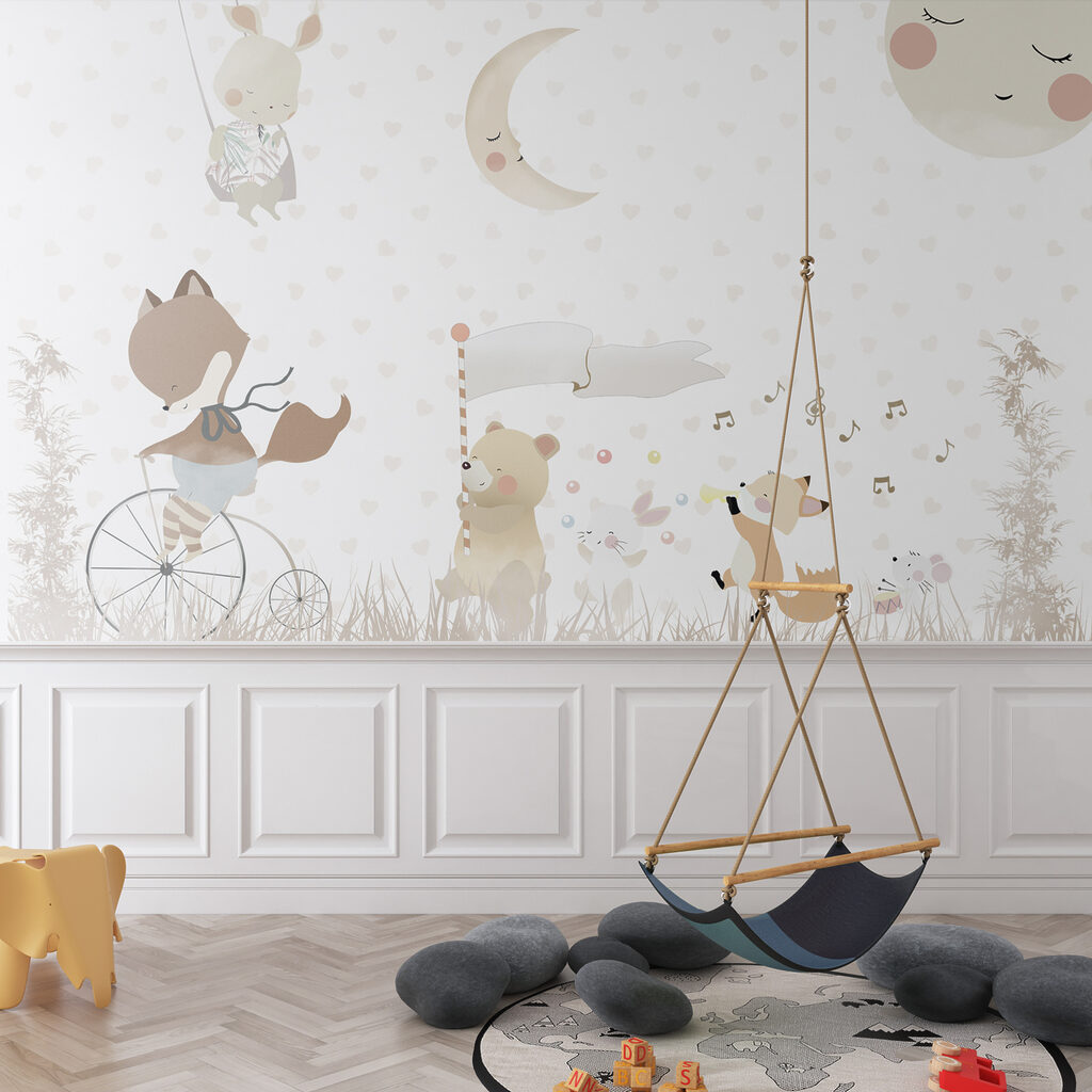 A wallpaper with animals and moon A wallpaper with animals and moon