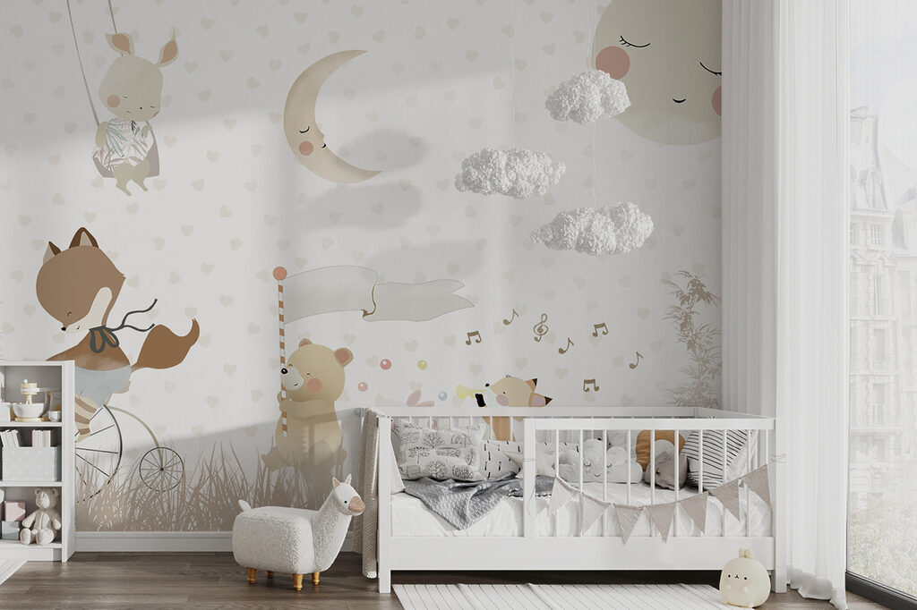 A wallpaper with animals and moon A wallpaper with animals and moon