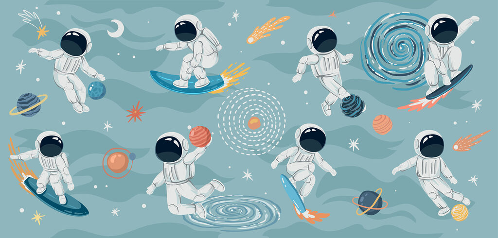 A group of astronauts in space A group of astronauts in space
