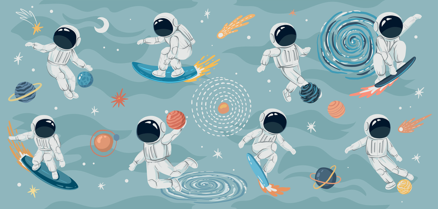 A group of astronauts in space