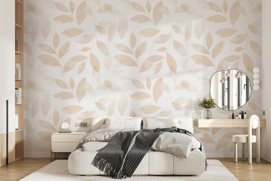 Wall murals A pattern of leaves on a white background - Image 2