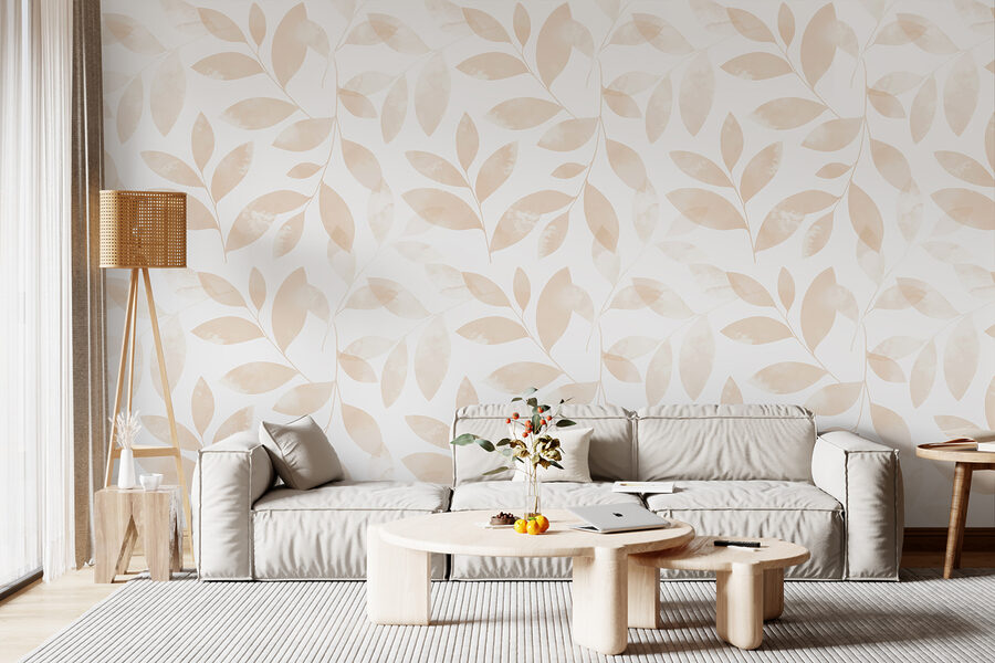 Wall murals A pattern of leaves on a white background - Image 4