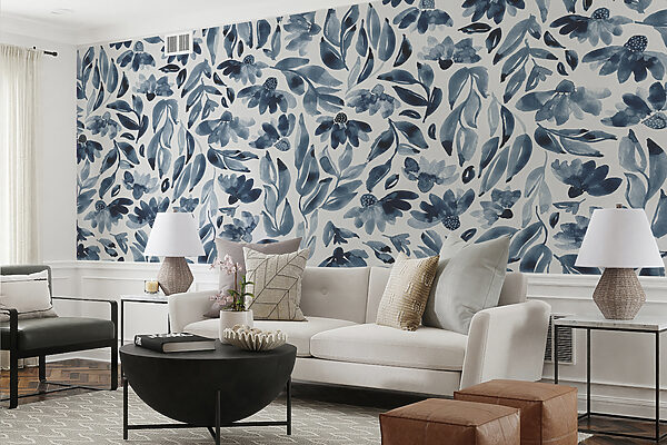 Wall murals Wall murals A pattern of flowers and leaves (SKU: u99457)