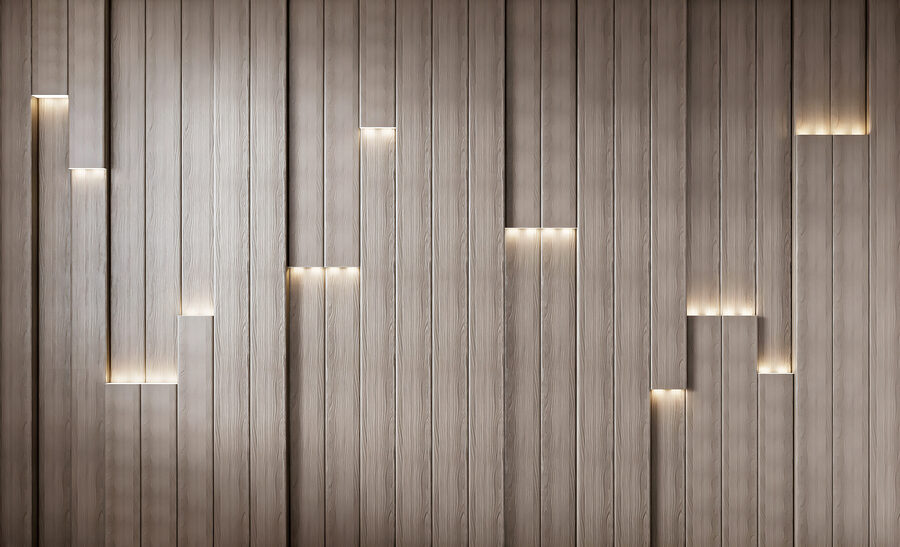 A wall with lights on