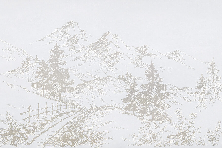 Wall murals A drawing of a road and trees - Image 4