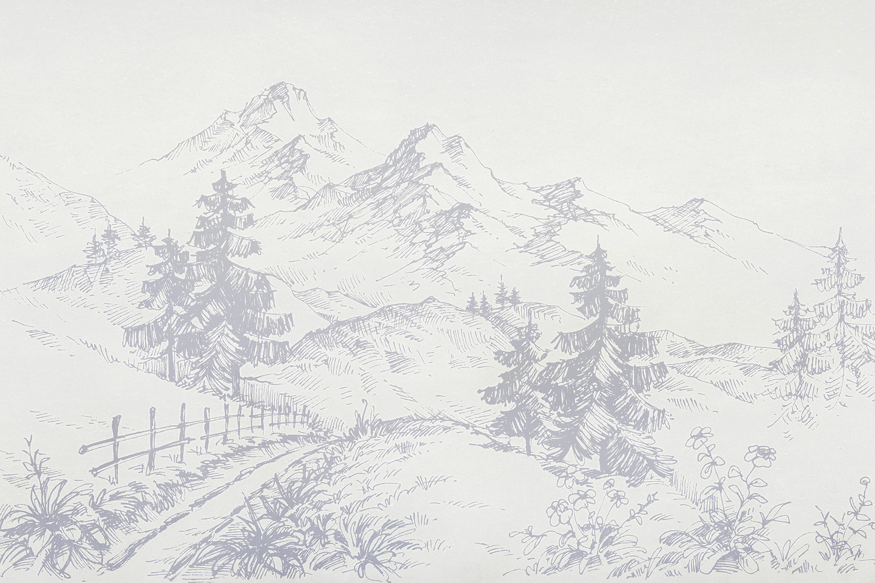 A drawing of a road and mountains A drawing of a road and mountains