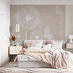 Wall murals A white dandelions with butterflies flying