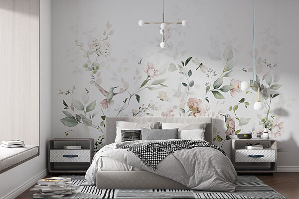 Wall murals A painting of flowers and birds (SKU: u99551) Wall murals Wall murals A painting of flowers and birds (SKU: u99551)