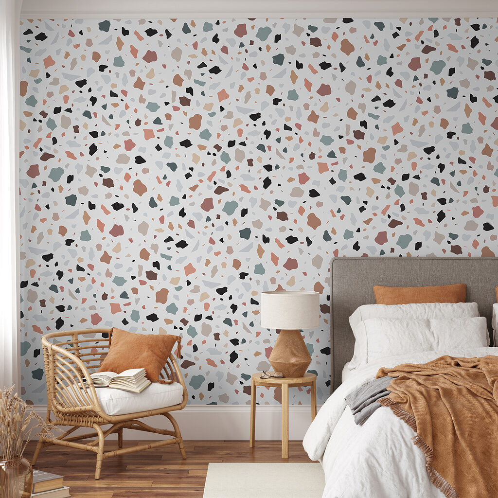A multi colored speckled surface