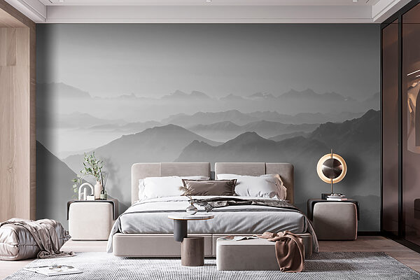 A black and white image of mountains A black and white image of mountains