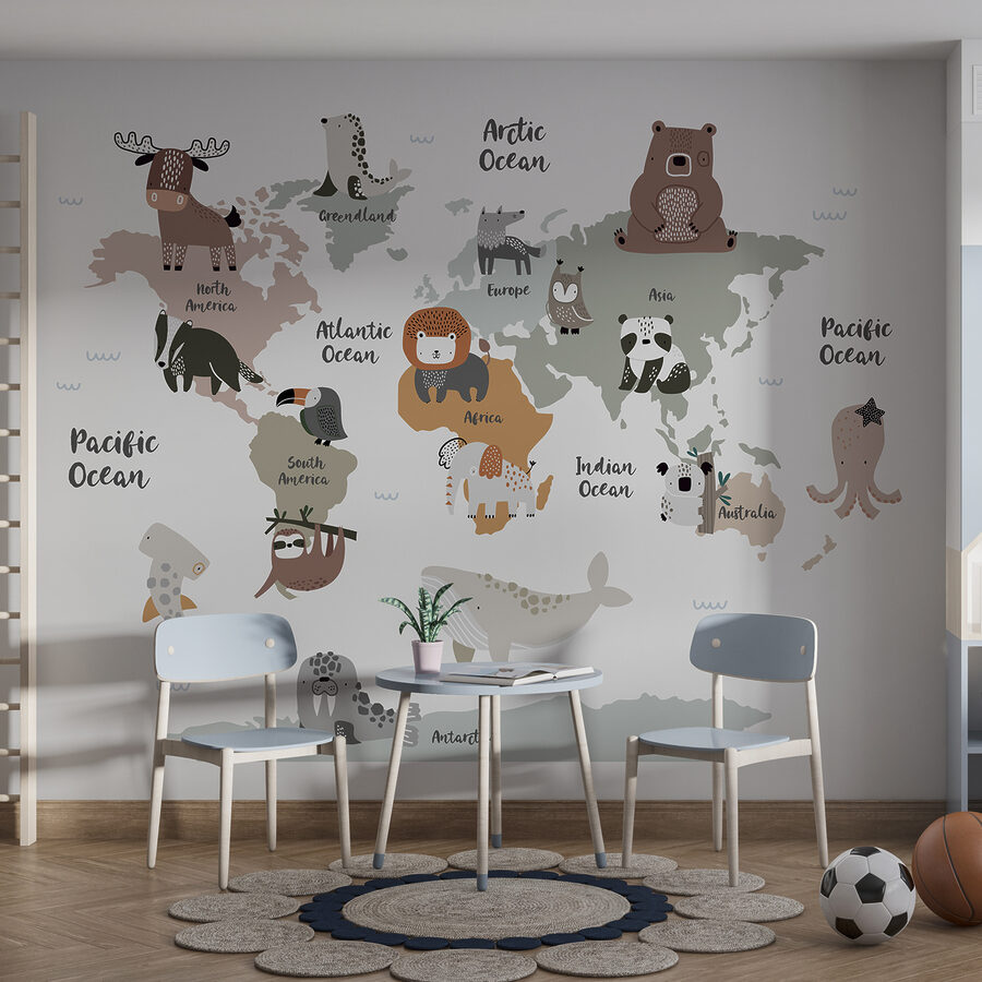 A map of animals with text