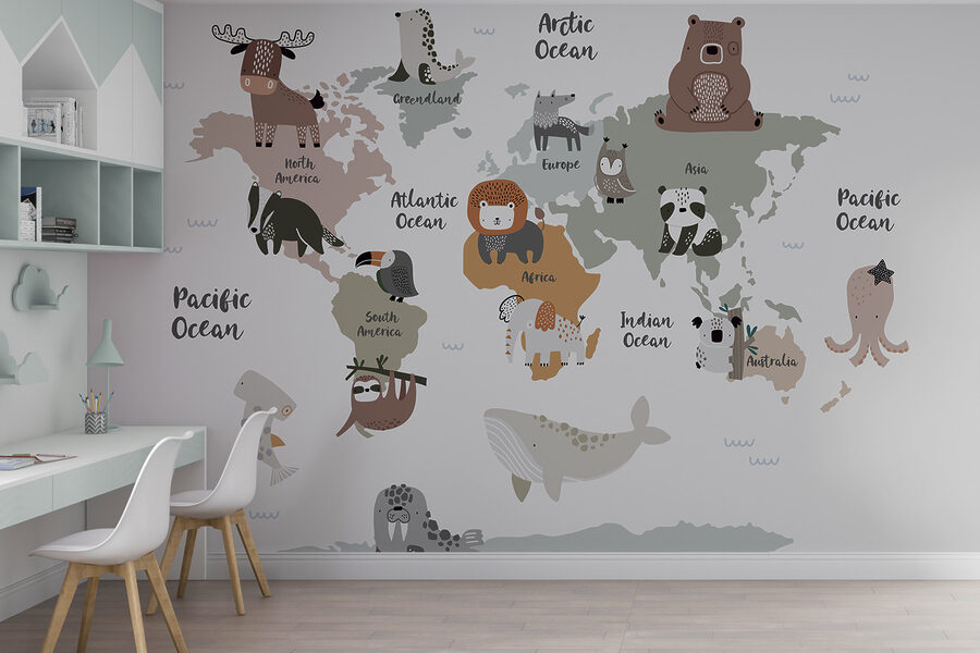 A map of animals with text