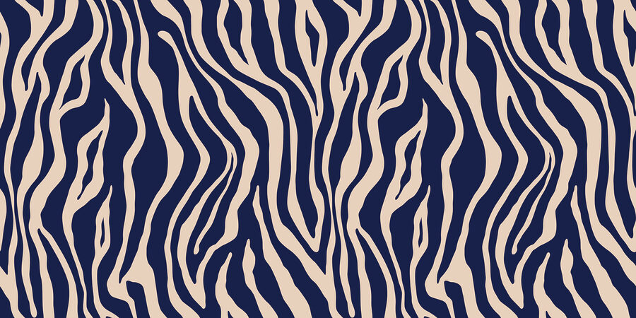 A blue and white zebra print