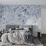Wall mural A blue and white floral design