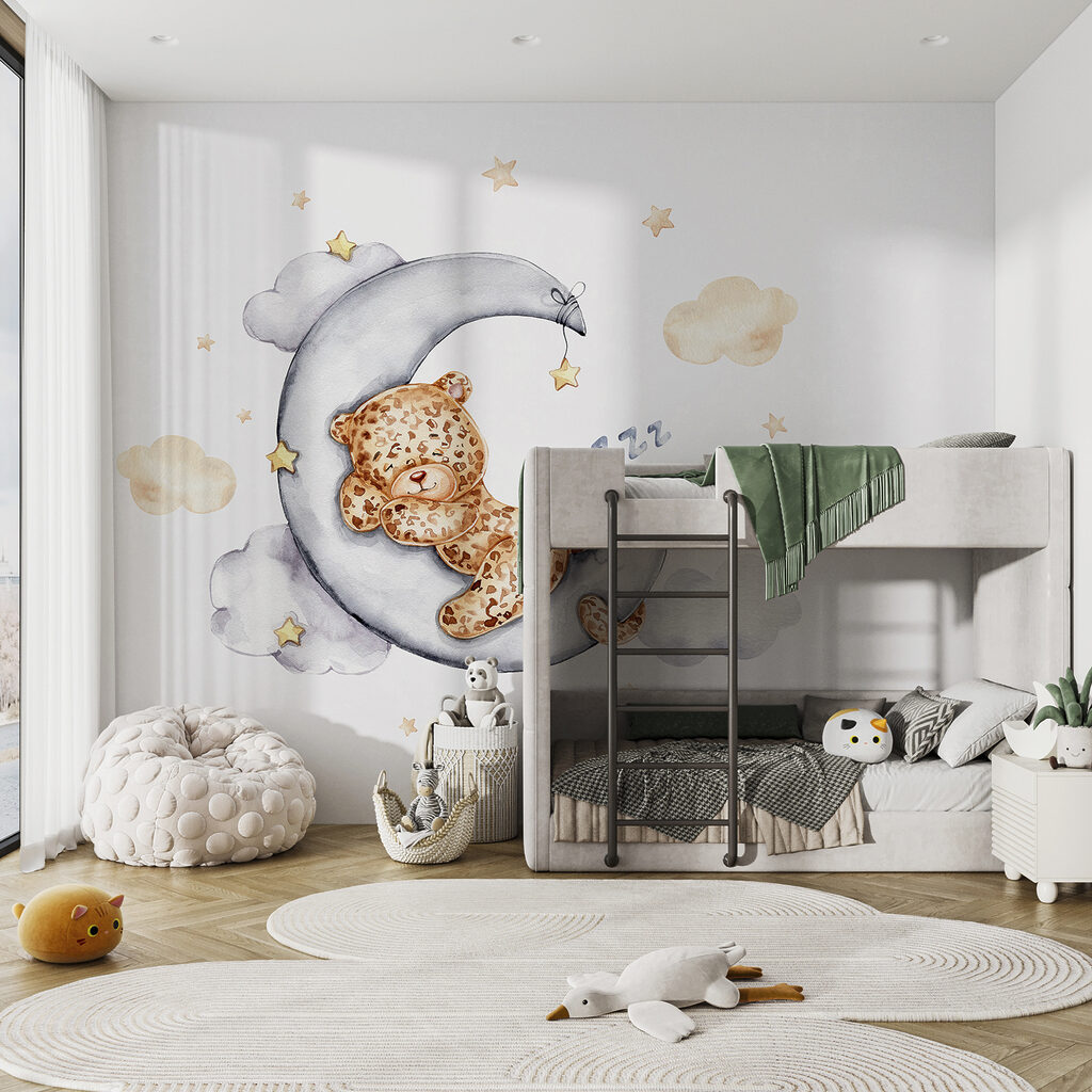 A teddy bear sleeping on the moon A teddy bear sleeping on the moon