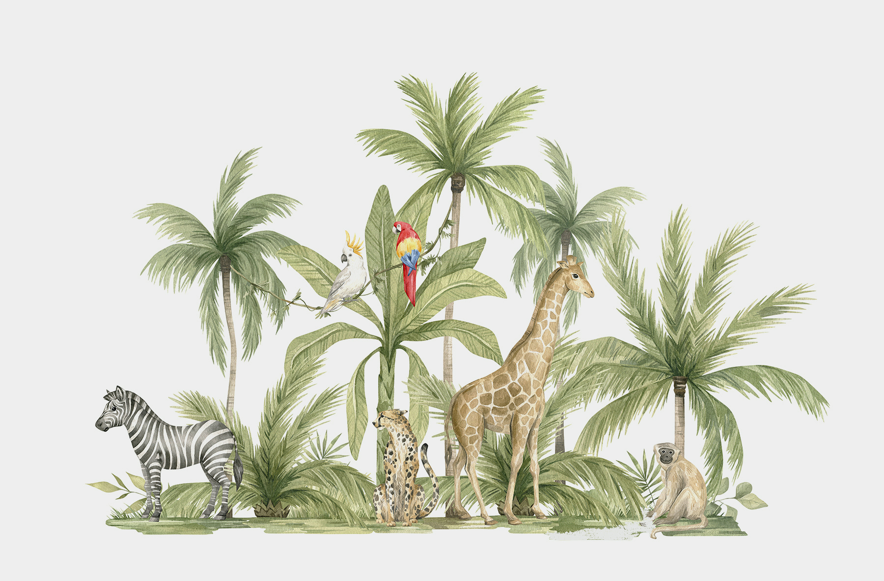 A group of animals in a jungle