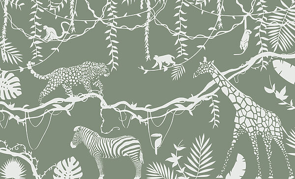A wallpaper with animals and plants