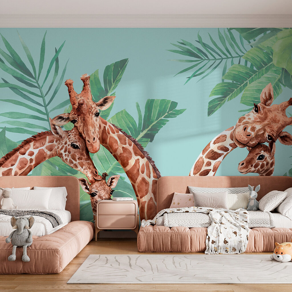 A group of giraffes with their heads together A group of giraffes with their heads together