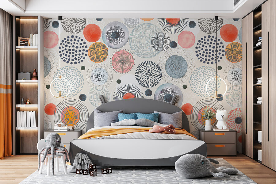 A pattern of colorful circles and dots A pattern of colorful circles and dots