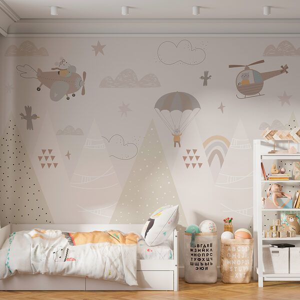 A wallpaper with mountains and airplanes A wallpaper with mountains and airplanes