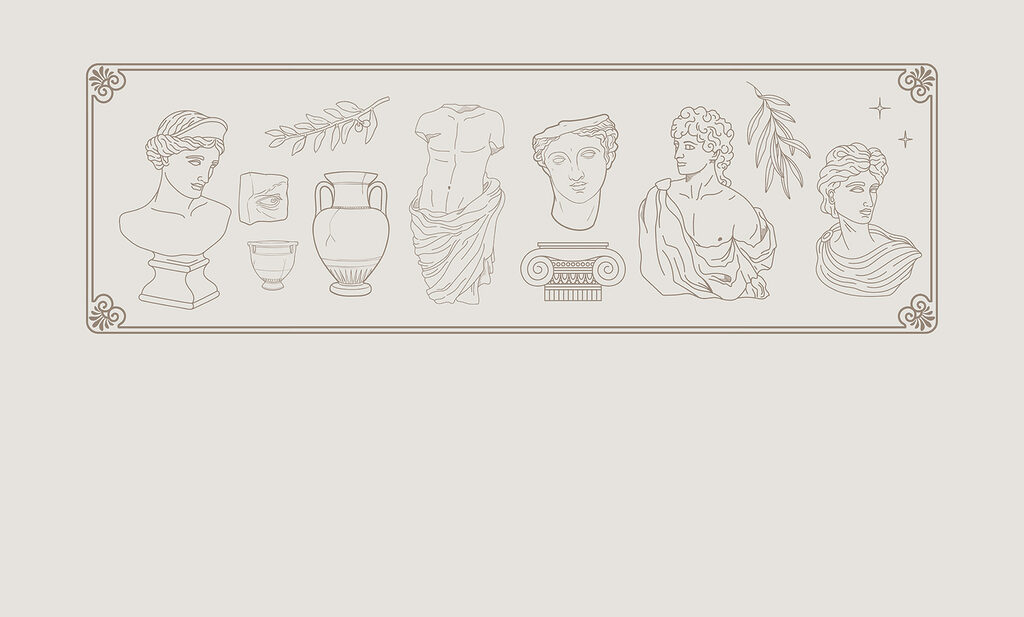 A line art of ancient statues A line art of ancient statues