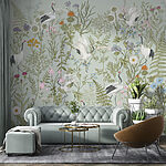 A wallpaper with birds and plants Wall mural A wallpaper with birds and plants